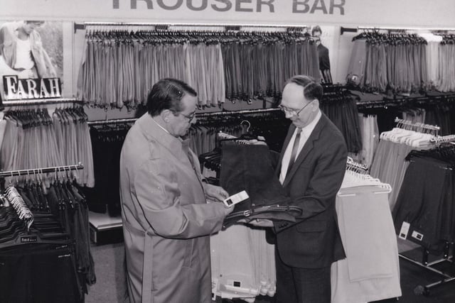 The Trouser Bar in the Menswear Department pictured in March 1989.