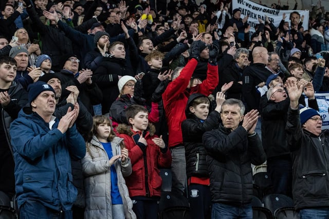 The North End fans roar their side on at Hull City