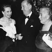 Author Agatha Christie (right) talking to impresario Peter Saunders (centre), actor Richard Attenborough and his wife Sheila Sim, at a party to celebrate her play 'The Mousetrap' (photo: Getty Images)