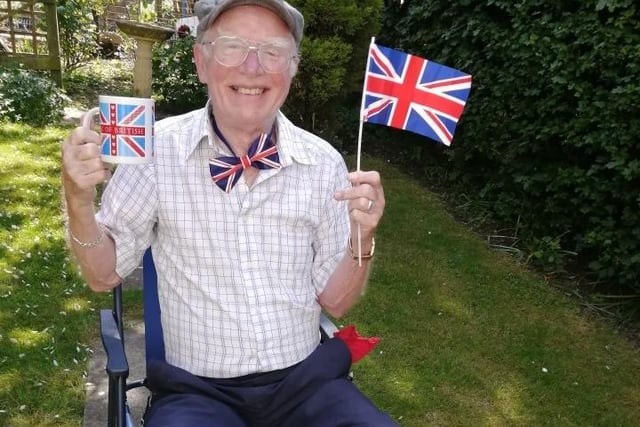 Ron Hewitt, 89, celebrated in his garden in Heelands with his family
