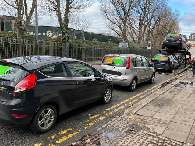 If Carlsberg made tow trucks... seized vehicles lined up ready to be removed from the road