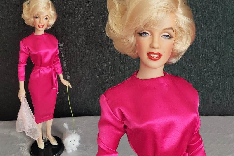 Marilyn and her dog Maf Honey, wearing Pucci, 16” Vinyl doll