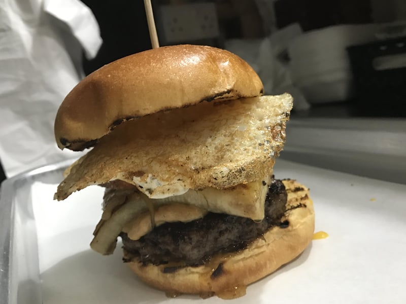 Silly Billy burger with peanut butter, banana and honey at Grizzlers