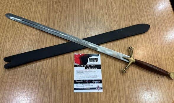 The sword seized by Buxton Police from a High Peak charity shop.