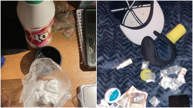 The man was found to be in possession of Class A drugs and weapons.