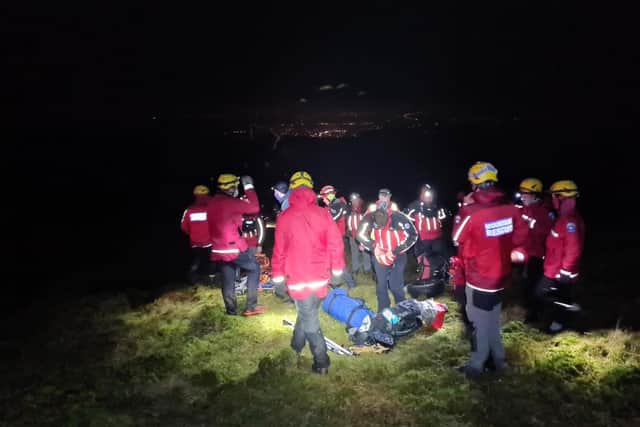 The rescue operation on Gathering Hill. Photo: Glossop Mountain Rescue Team