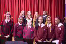 St Thomas More pupils who sang at the party