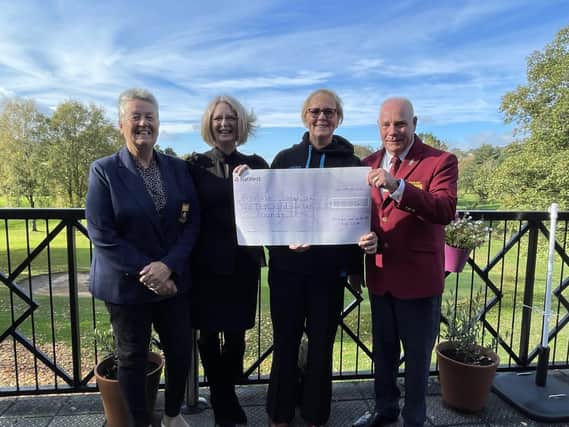 Cheque presented by Phil, Carol and Angela from Chapel-en-le-Frith Golf Club to Ruth from Prostate Cancer.