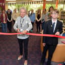 Chair of governors Judy Vale cut the ribbon to officially reopen the library at Buxton Community School.