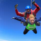 Jill in mid flight with her instructor