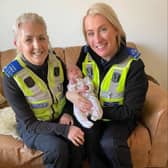 PCSOs Amanda Bardsley (left) and Jo Turner (right) with baby Samuel