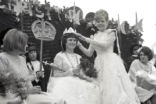 The crowning of Hayfield's May Queen in 1967.