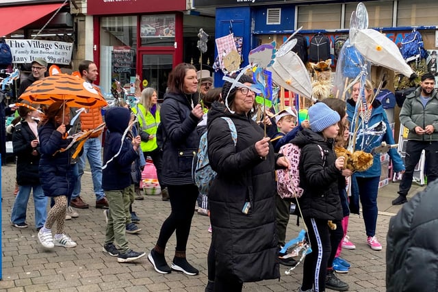 Almost 40 people joined in with the parade. Pic Buxton Our Street