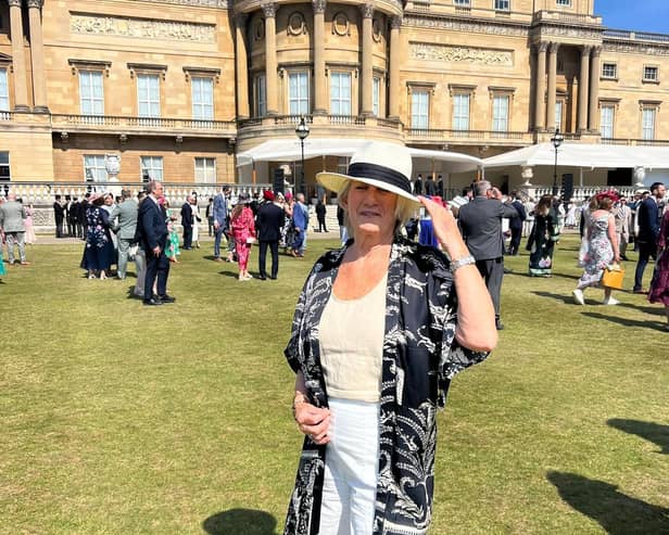 Jo Taylor at the Royal Garden Party at Buckingham Palace