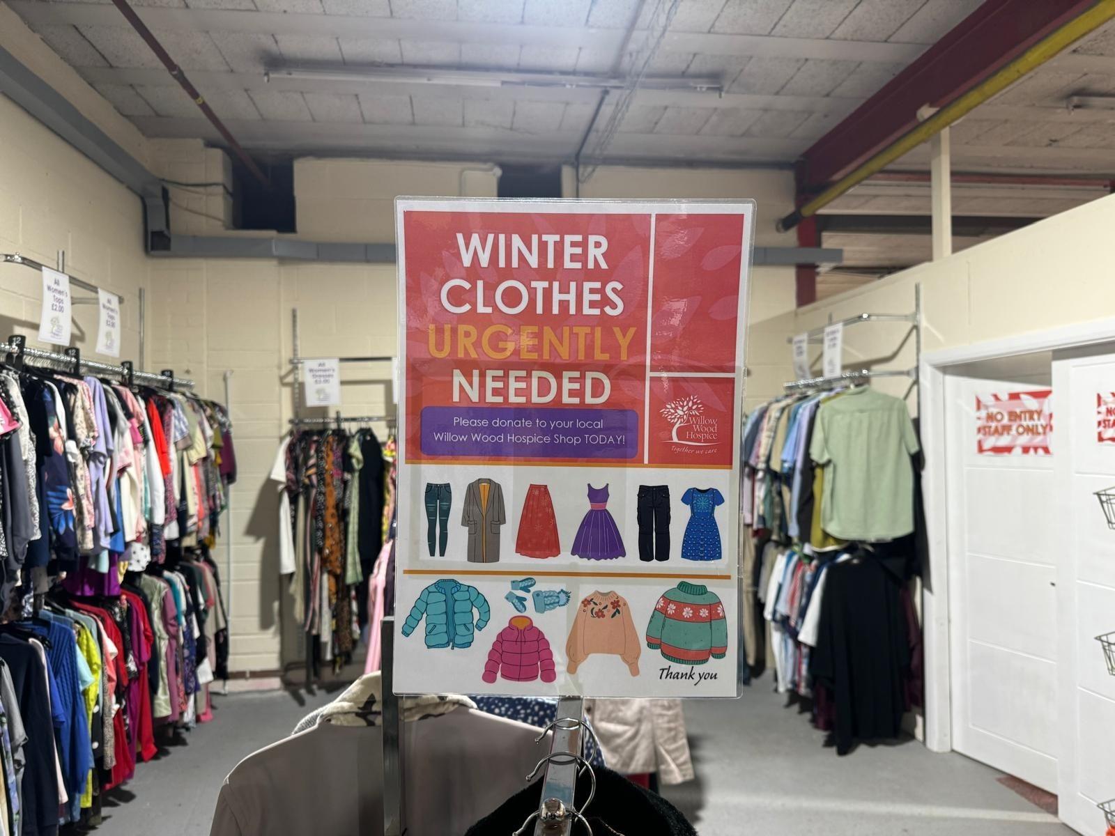 Hospice shop in need of winter clothes