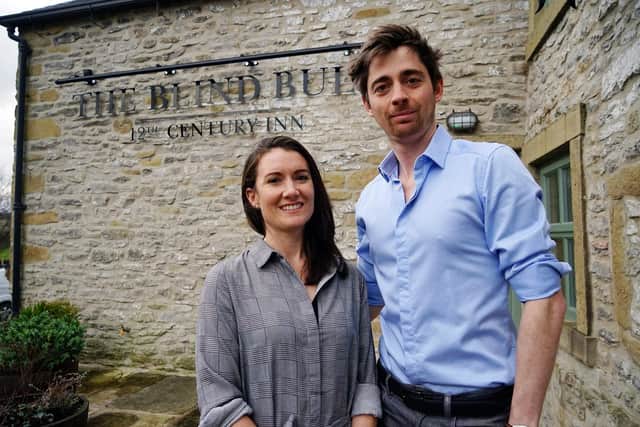 Raab and Alison Dykstra-McCarthy, owners of the the Blind Bull at Little Hucklow.