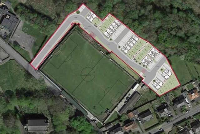 The proposed layout for the development at the back of the football ground.