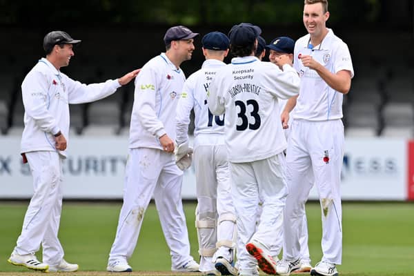 Billy Stanlake celebrates taking the wicket of Alastair Cook.  (Photo by Justin Setterfield/Getty Images)