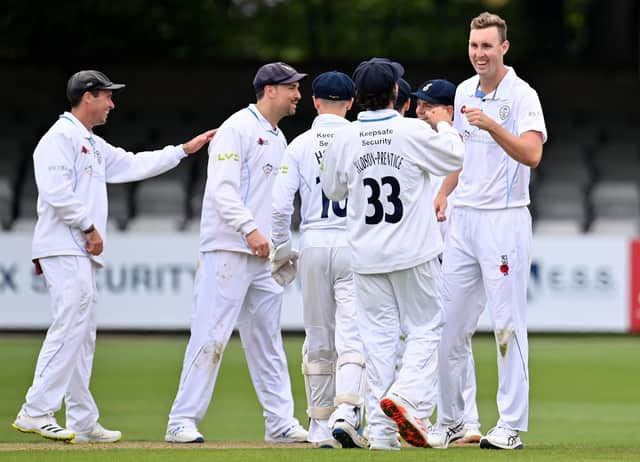 Billy Stanlake celebrates taking the wicket of Alastair Cook.  (Photo by Justin Setterfield/Getty Images)