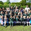 Combs Infant School celebrating a good Ofsted visit. Photo Brian Eyre