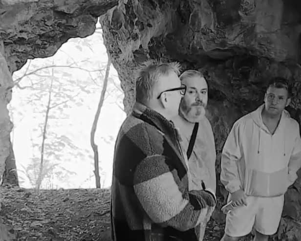 Three paranormal experts said they heard footsteps, a whistle and a child’s voice in Cucklet Delf cave in the Peak District.