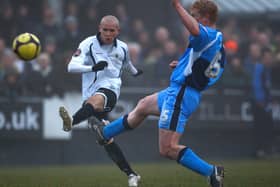 Lindon Meikle scores against Wycombe Wanderers in 2008.