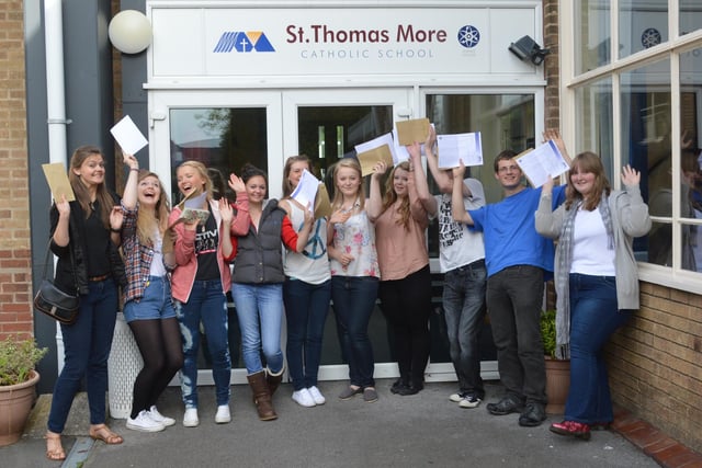 Students at St Thomas More School Buxton celebrated record GCSE results in 2012. Pic St Thomas More