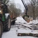 Tractors and other vehicles are being used to remove timber along the trails - one of the reasons why walkers have been urged to adhere to any closures.  Credit: Peak District National Park Authority