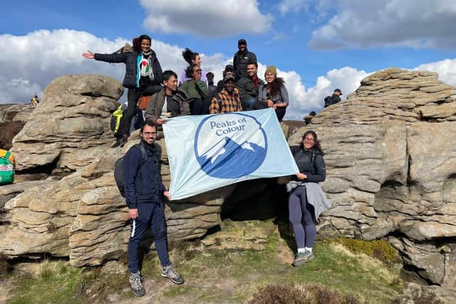The Sheffield-based walking club Peaks in Colour was one of many organisations which turned out to march. (Photo: Evie Muir)