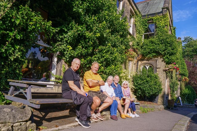 Customers sat outside supping in the sunshine at the Old Club House. Photo Brian Eyre