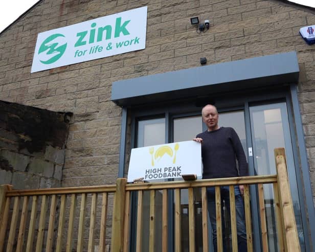 Paul Bohan at Zink HQ, home of High Peak Foodbank