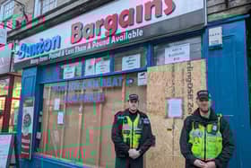Buxton Bargains has been boarded up until March after it was caught selling vapes to under 18s. Photo Buxton Police