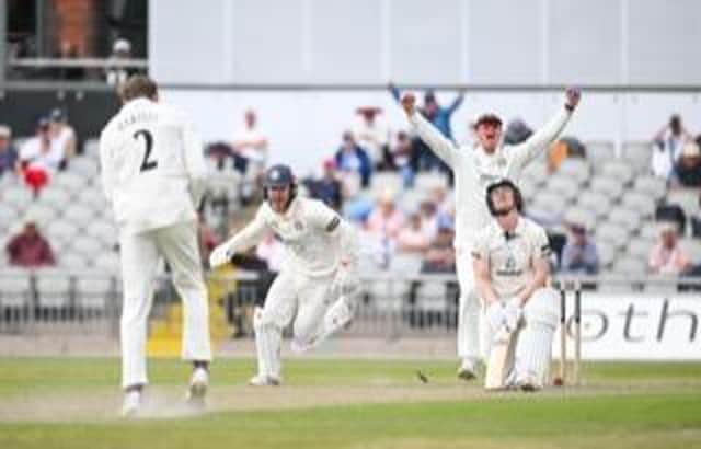 Harry Came after being bowled by Tom Hartley. Pic: Luke Adams.