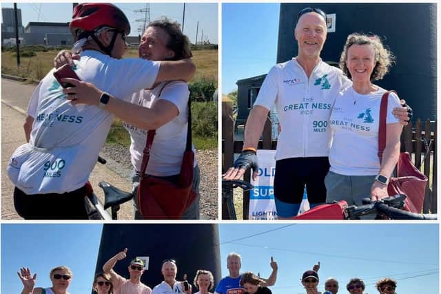 Pete Hawkins, 62, from Tideswell, Peak District, took on a grueling 900-mile ride from Durness in North West Scotland to Dungeness in South East Kent in support of the Motor Neurone Disease Association, after his two friends Tony Hams and David Ellis, lost their lifes following the diagnosis.