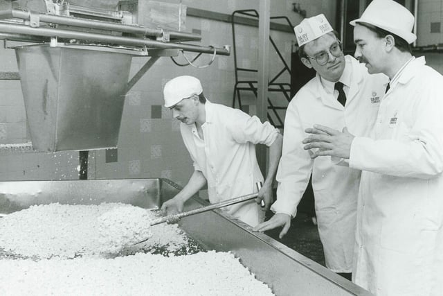 At Nuttall’s Dairy Crest creamery at Hartington, January 1990.