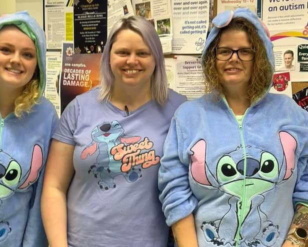 checkout staff enjoy the fun