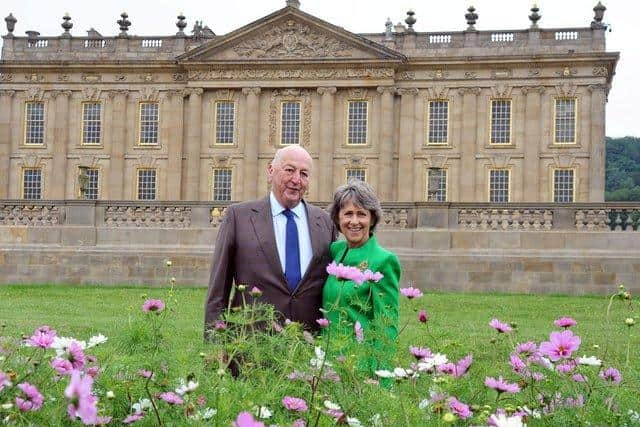 The Duke and Duchess of Devonshire outside Chatsworth House in 2018.