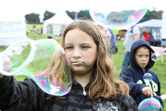Hayfield Sheepdog Trials and Show, bubble fun for Shannon Lee-Roebuck pictured in 2012. Photo Jason Chadwick