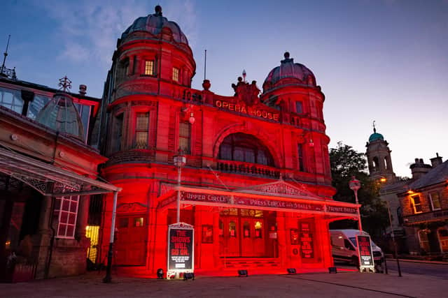 Buxton Opera House lit up in red in July in protest at a lack of guidance over reopening - Photo by David John King