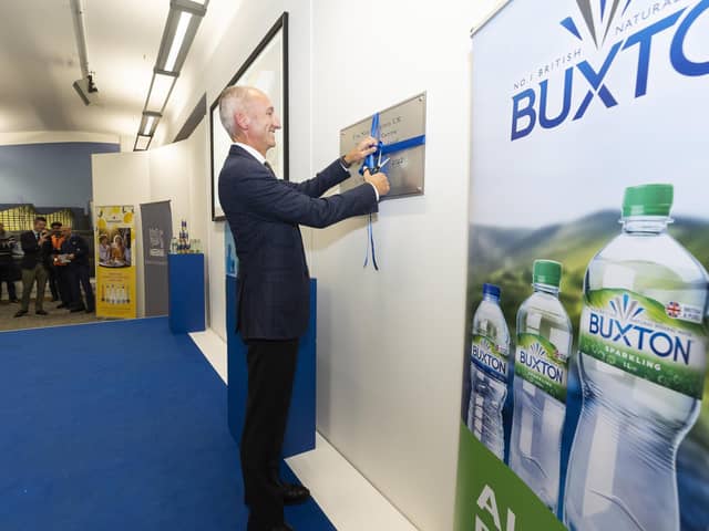 The official opening of the Buxton Waters factory in Buxton.Pictured is Stefano Agostino cutting the ribbon at the opening.
Photo by Fabio De Paola