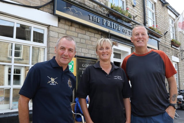 Organisers Patrick Lannigan and Dave Marquis with Shelly Hagan landlady of the Pride of the Peaks