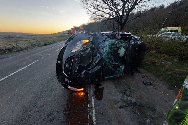 Police were called to reports of a vehicle which had flipped onto its roof near to the entrance of Mam Tor car park yesterday afternoon (Sunday, April 6).