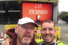 David Reed-Laing and son Josh Reed in London for the marathon last month.