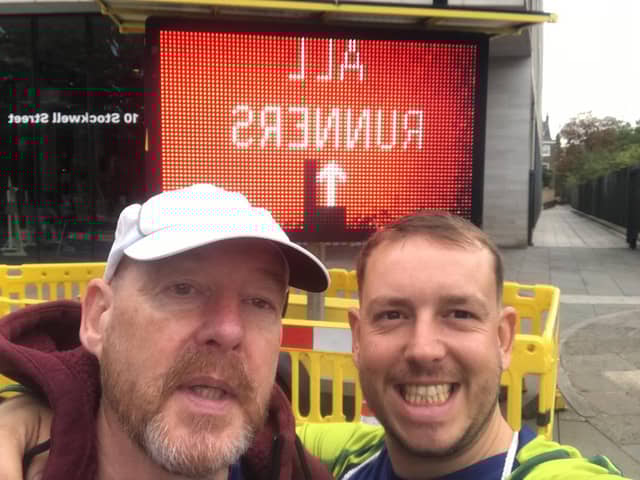 David Reed-Laing and son Josh Reed in London for the marathon last month.