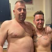 Matthew Marsh and Nathan Furness had extra dark spray tans to raise money for Breast Cancer Now charity. Photo submitted