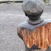 Jack the Limeworker has been vandalised with graffiti carved into him.
