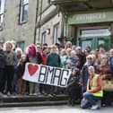 The large crowd gathered outside Buxton Museum to protest its closure. Photo Jason Chadwick