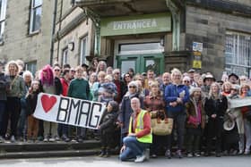 The large crowd gathered outside Buxton Museum to protest its closure. Photo Jason Chadwick
