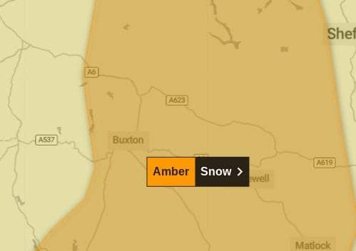 An amber weather warning has been issued for Buxton and the High Peak. Photo Met Office