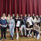 Some St Thomas More pupils full of smiles after picking up their GCSE results. Pic St Thomas More